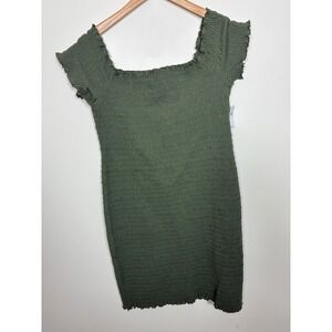 GAP Olive Green Smocked Midi Dress